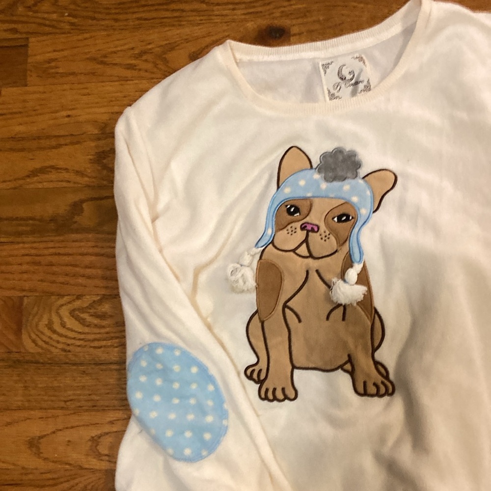 PJ Couture Women’s Medium White and Blue Dog Pajama set NWT - Picture 2 of 4